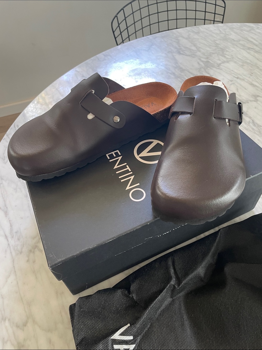 Valentino Dark Brown birkie   Leather Clogs